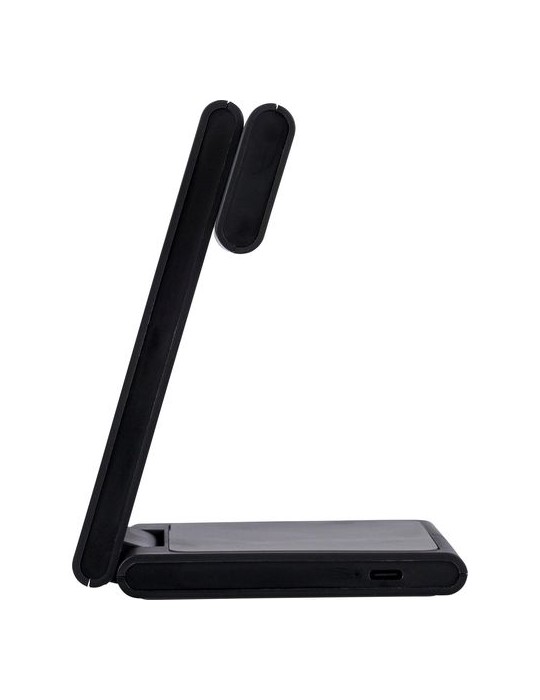 Power bank magnétique sans fil 3 en 1 en ABS recyclé Valerio Matières : ABS recyclé Couleurs : noir goodies publicitaire événeme