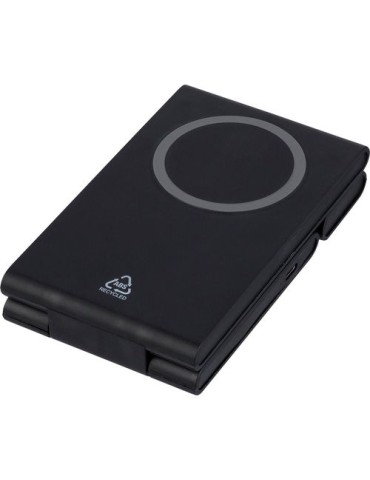 Power bank magnétique sans fil 3 en 1 en ABS recyclé Valerio Matières : ABS recyclé Couleurs : noir objet promotionnel éco-respo