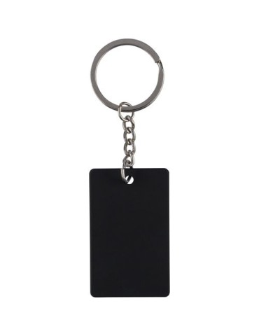 Porte-clés rectangulaire en acier inoxydable recyclé Jax Couleurs : noir Matières : acier inoxydable recyclé