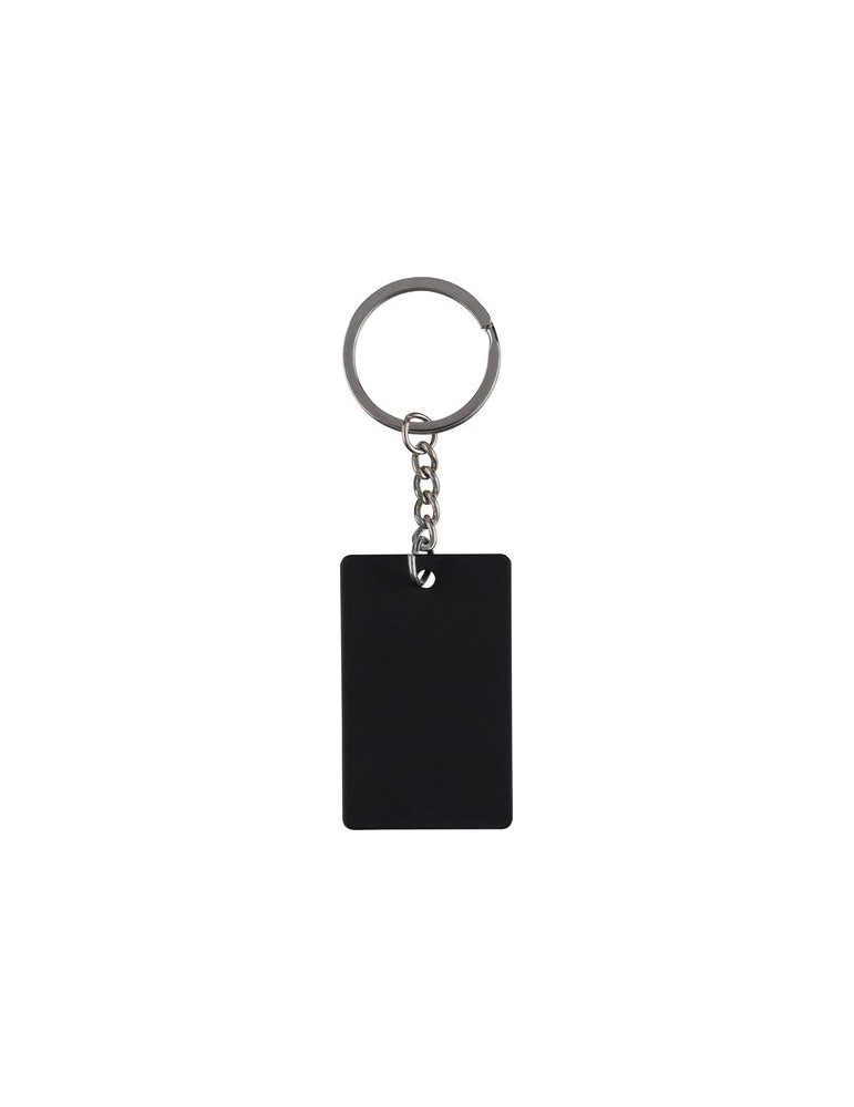 Porte-clés rectangulaire en acier inoxydable recyclé Jax Couleurs : noir Matières : acier inoxydable recyclé