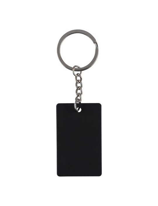 Porte-clés rectangulaire en acier inoxydable recyclé Jax Couleurs : noir Matières : acier inoxydable recyclé