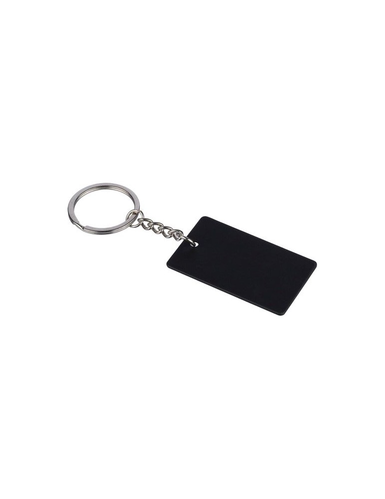 Porte-clés rectangulaire en acier inoxydable recyclé Jax Couleurs : noir Matières : acier inoxydable recyclé personnalisable ave