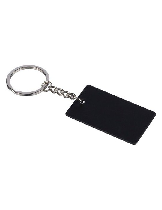 Porte-clés rectangulaire en acier inoxydable recyclé Jax Couleurs : noir Matières : acier inoxydable recyclé personnalisable ave