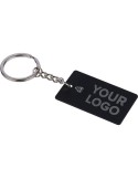 Porte-clés rectangulaire en acier inoxydable recyclé Jax Couleurs : noir Matières : acier inoxydable recyclé cadeau entreprise p
