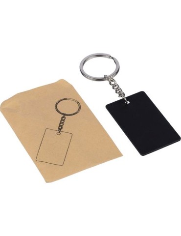 Porte-clés rectangulaire en acier inoxydable recyclé Jax Couleurs : noir Matières : acier inoxydable recyclé marquage laser ultr