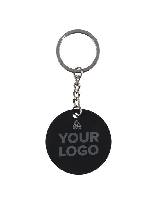 Porte-clés ballon de football en acier inoxydable recyclé Ciro Couleurs : noir Matières : acier inoxydable recyclé goodies publi