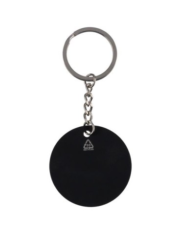 Porte-clés ballon de football en acier inoxydable recyclé Ciro Couleurs : noir Matières : acier inoxydable recyclé impression ha
