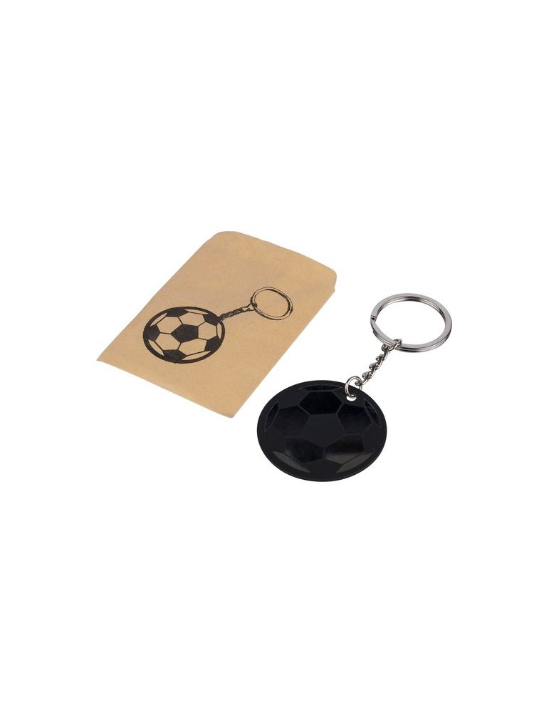 Porte-clés ballon de football en acier inoxydable recyclé Ciro Couleurs : noir Matières : acier inoxydable recyclé marquage lase