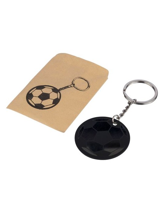 Porte-clés ballon de football en acier inoxydable recyclé Ciro Couleurs : noir Matières : acier inoxydable recyclé marquage lase