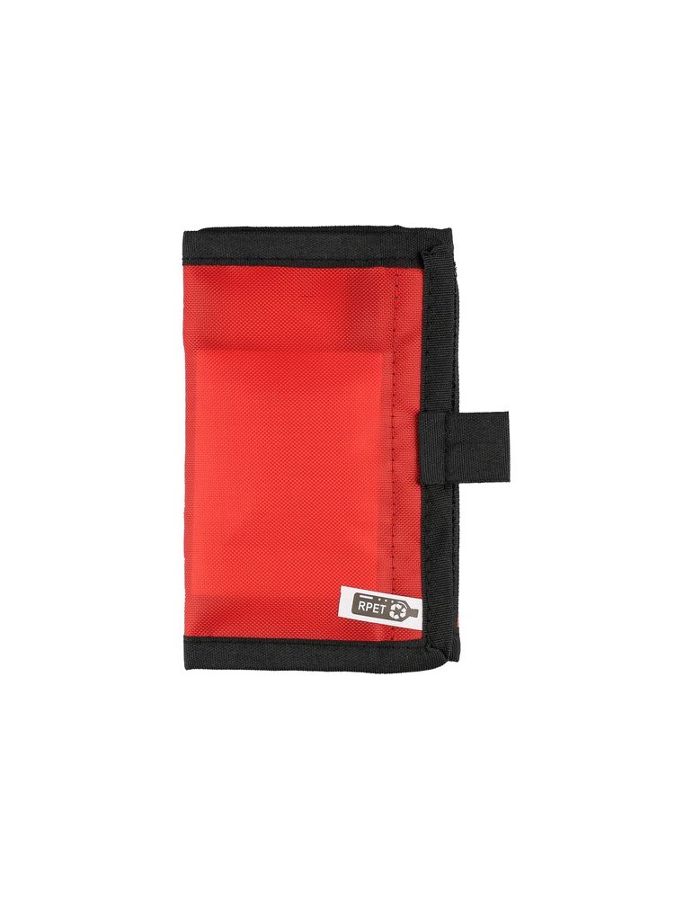 Trousse de premiers secours en polyester rPET 600D Kairo Matières : non tissé Couleurs : rouge marquage laser ultra précis