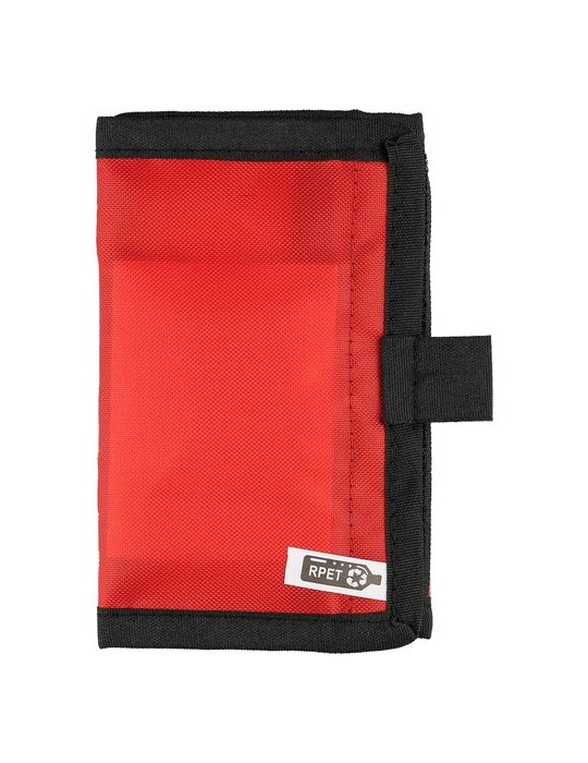 Trousse de premiers secours en polyester rPET 600D Kairo Matières : non tissé Couleurs : rouge marquage laser ultra précis