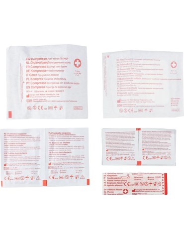 Trousse de premiers secours en polyester rPET 600D Kairo Matières : non tissé Couleurs : rouge livraison express 24h 48h