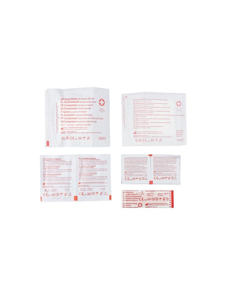 Trousse de premiers secours en polyester rPET 600D Kairo Matières : non tissé Couleurs : rouge livraison express 24h 48h