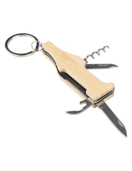 Porte-clés multi-outils en bambou Inaya Matières : bambou Couleurs : brun impression haute définition