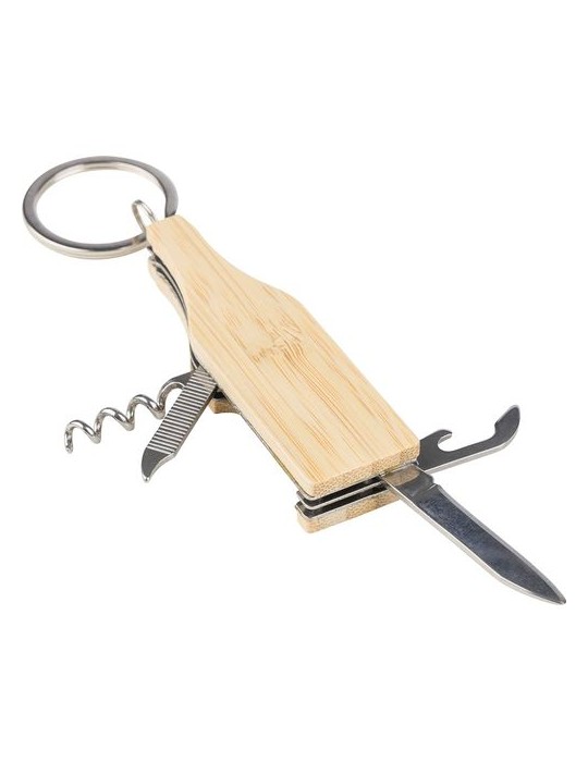 Porte-clés multi-outils en bambou Inaya Matières : bambou Couleurs : brun marquage laser ultra précis