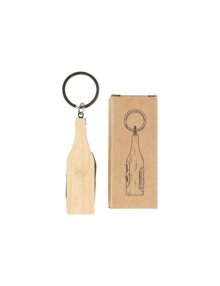 Porte-clés multi-outils en bambou Inaya Matières : bambou Couleurs : brun objet promotionnel éco-responsable