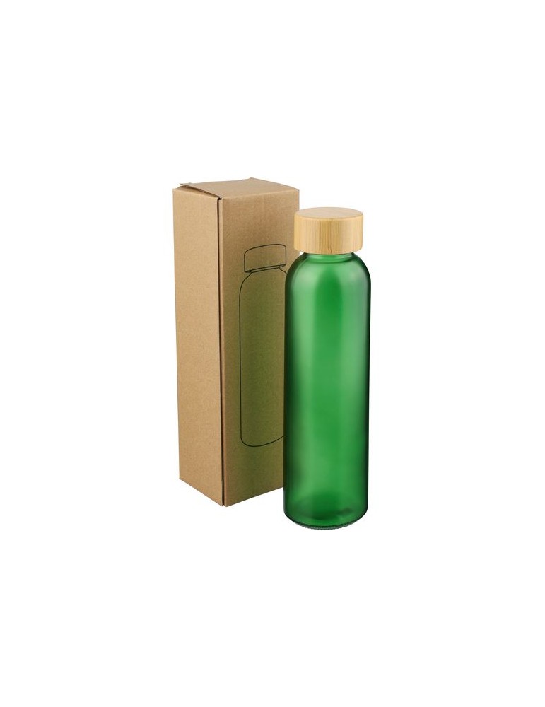 Gourde de 500 ml en verre Levi Matières : bambou Couleurs : noir impression logo haute qualité