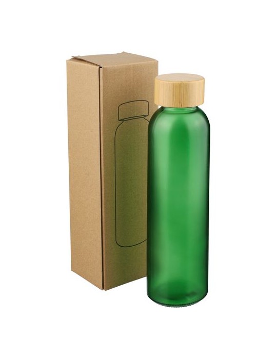 Gourde de 500 ml en verre Levi Matières : bambou Couleurs : noir impression logo haute qualité
