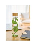 Gourde de 500 ml en verre Levi Matières : bambou Couleurs : rouge impression haute définition