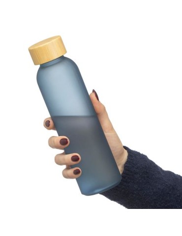 Gourde de 500 ml en verre Levi Matières : bambou Couleurs : rouge objet promotionnel éco-responsable