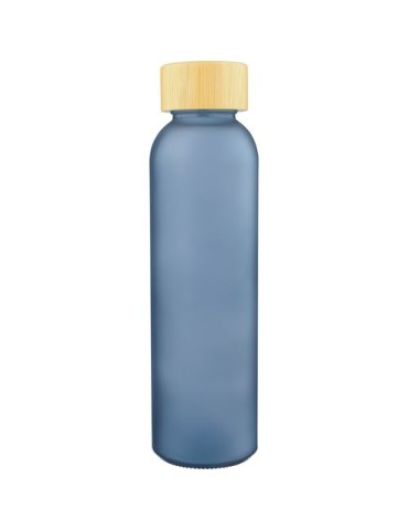 Gourde de 500 ml en verre Levi Matières : bambou Couleurs : bleu cobalt cadeau entreprise pas cher