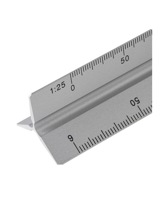 Règle triangulaire en aluminium de 30 cm Tavi Matières : aluminium Couleurs : argenté marquage laser ultra précis