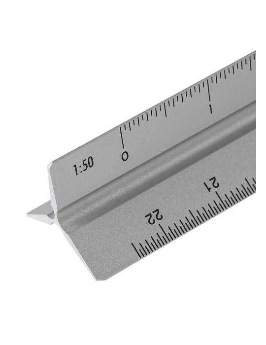 Règle triangulaire en aluminium de 30 cm Tavi Matières : aluminium Couleurs : argenté personnalisation rapide en France