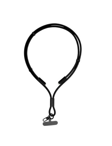 Lanière pour téléphone avec câble de transfert de données et de charge | Bassam Matières : nylon Couleurs : noir