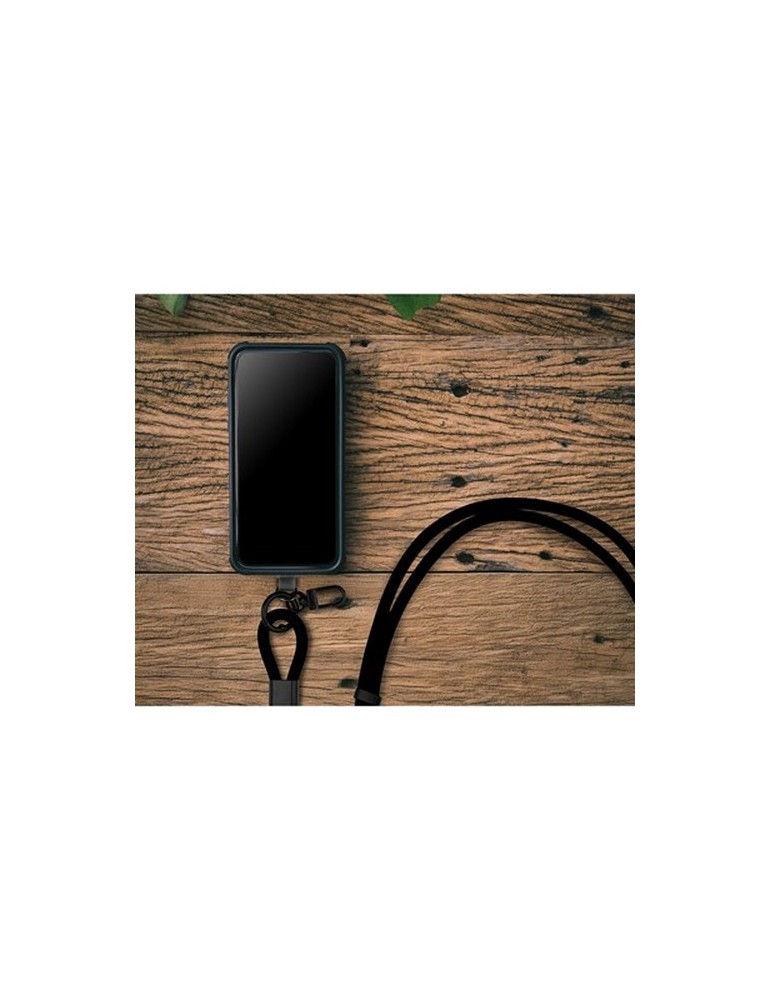 Lanière pour téléphone avec câble de transfert de données et de charge | Bassam Matières : nylon Couleurs : noir personnalisable