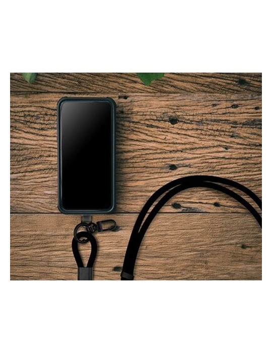 Lanière pour téléphone avec câble de transfert de données et de charge | Bassam Matières : nylon Couleurs : noir personnalisable