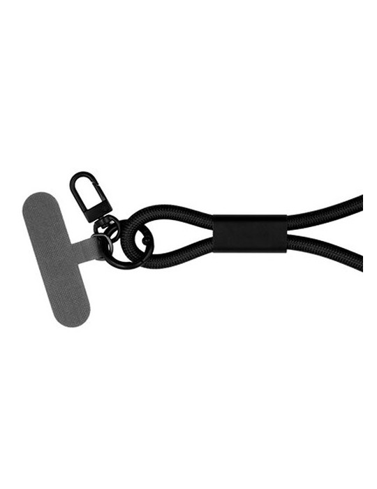 Lanière pour téléphone avec câble de transfert de données et de charge | Bassam Matières : nylon Couleurs : noir cadeau entrepri