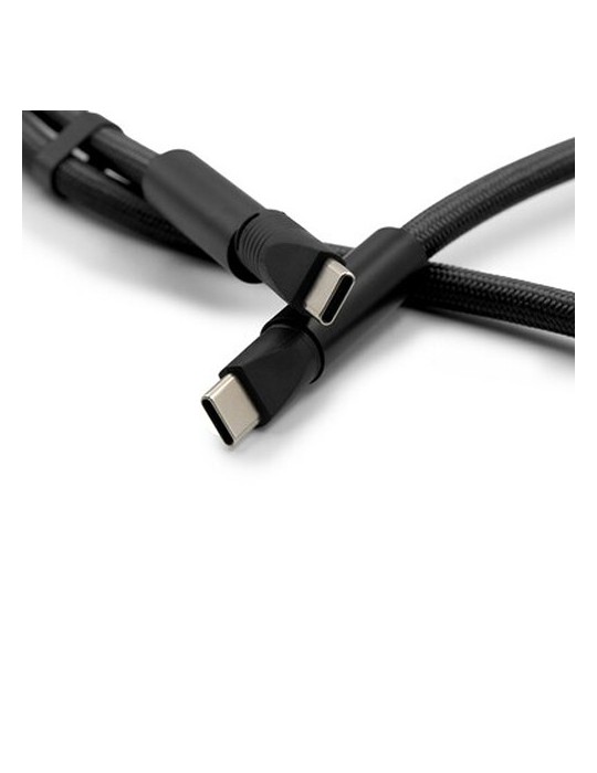 Lanière pour téléphone avec câble de transfert de données et de charge | Bassam Matières : nylon Couleurs : noir goodies publici