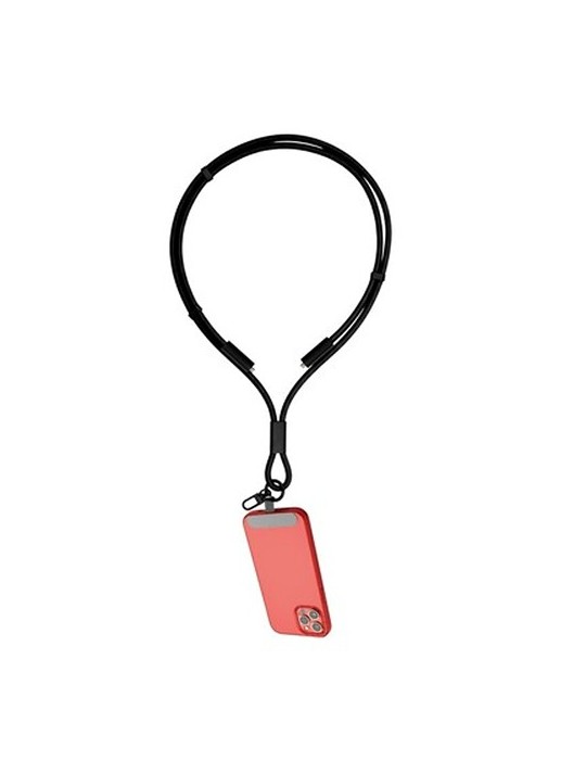 Lanière pour téléphone avec câble de transfert de données et de charge | Bassam Matières : nylon Couleurs : noir livraison expre