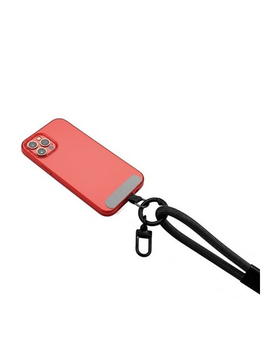 Lanière pour téléphone avec câble de transfert de données et de charge | Bassam Matières : nylon Couleurs : noir objet promotion