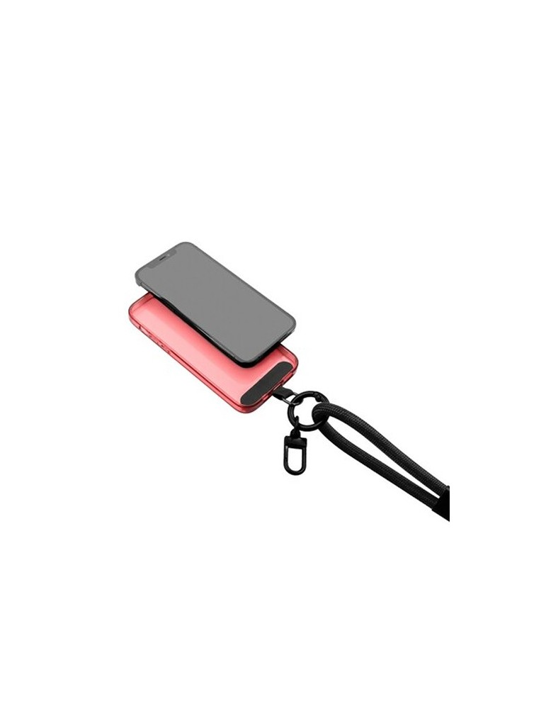 Lanière pour téléphone avec câble de transfert de données et de charge | Bassam Matières : nylon Couleurs : noir cadeau collabor