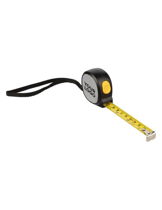 Mètre-ruban de 3 m en ABS Akira Matières : polyester Couleurs : noir personnalisable avec votre logo