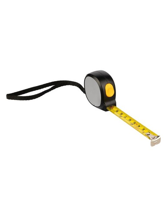 Mètre-ruban de 3 m en ABS Akira Matières : polyester Couleurs : noir marquage laser ultra précis