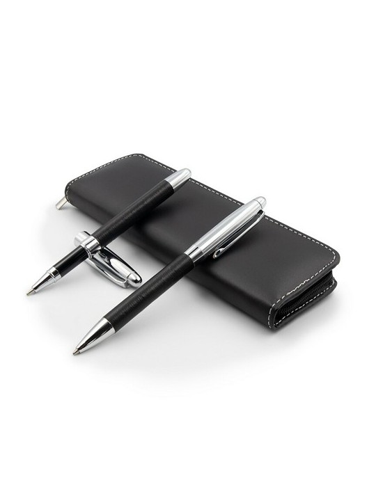 Set d'écriture, stylo bille et stylo bille roulante | Aurevin Matières : métal Couleurs : noir