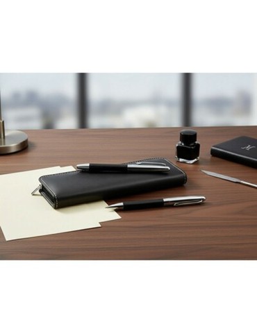 Set d'écriture, stylo bille et stylo bille roulante | Aurevin Matières : métal Couleurs : noir 2