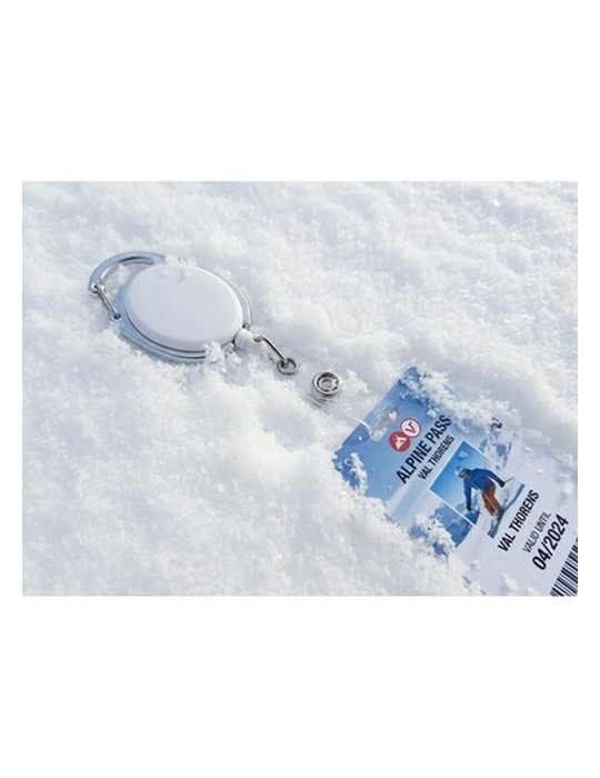 Porte-badge avec cordon rétractable 75 cm | Norellix Matières : ABS Couleurs : blanc impression haute définition