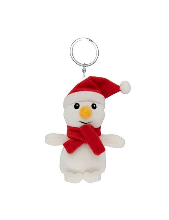 Bonhomme de neige en peluche, porte-clés | Anatols Couleurs : blanc personnalisable avec votre logo