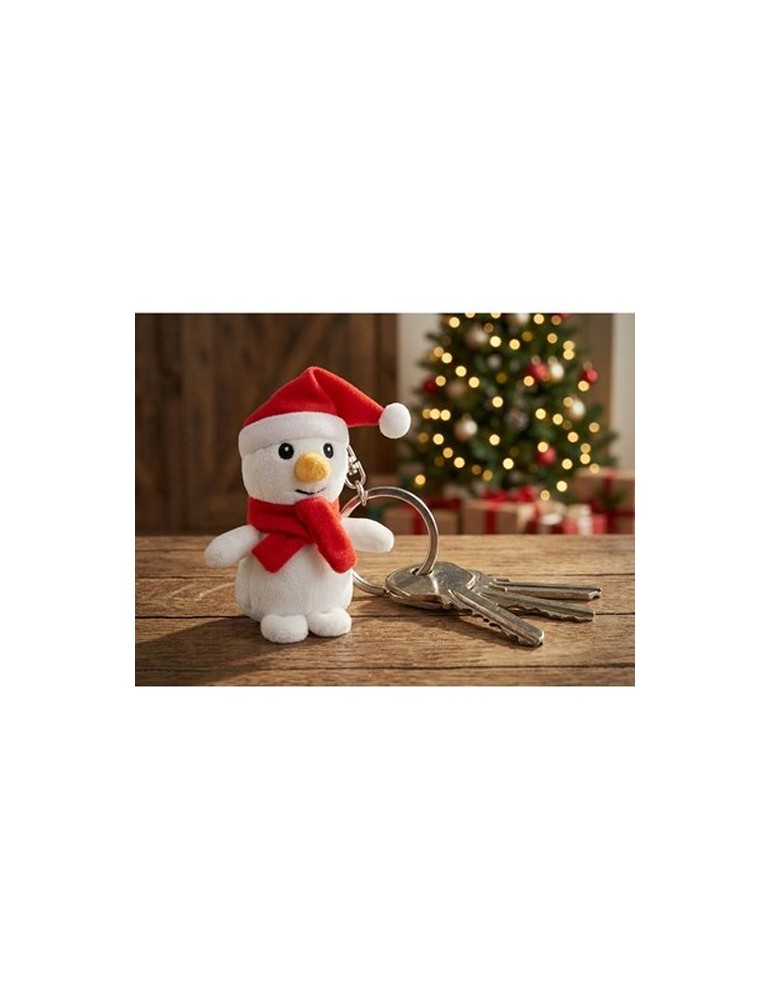 Bonhomme de neige en peluche, porte-clés | Anatols Couleurs : blanc cadeau entreprise pas cher
