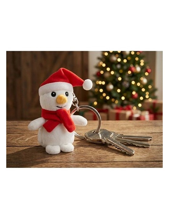 Bonhomme de neige en peluche, porte-clés | Anatols Couleurs : blanc cadeau entreprise pas cher