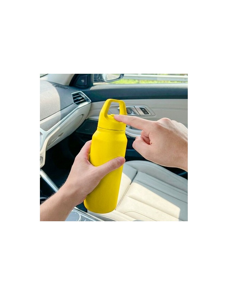 Bouteille de sport 530 ml Air Gifts | Almaide Matières : acier inoxydable Couleurs : jaune objet publicitaire robuste