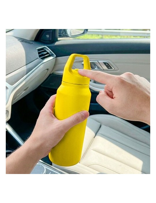 Bouteille de sport 530 ml Air Gifts | Almaide Matières : acier inoxydable Couleurs : jaune objet publicitaire robuste