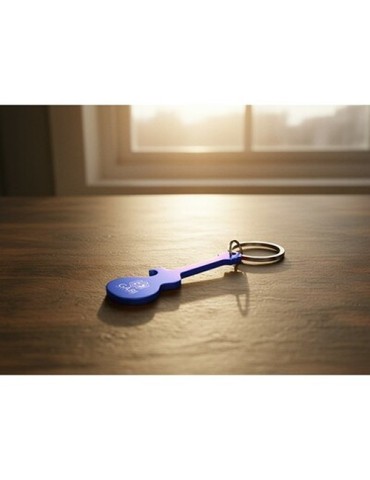 Porte-clés décapsuleur en forme de « guitare électrique » | Meles Matières : aluminium Couleurs : bleu marine 2