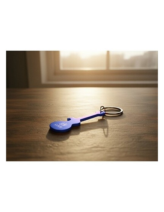Porte-clés décapsuleur en forme de « guitare électrique » | Meles Matières : aluminium Couleurs : bleu marine impression haute d