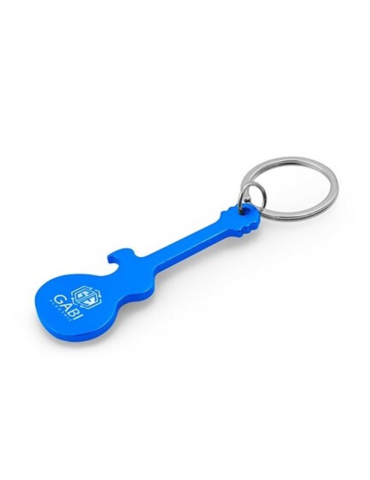 Porte-clés décapsuleur en forme de « guitare électrique » | Meles Matières : aluminium Couleurs : bleu marine objet promo petit 