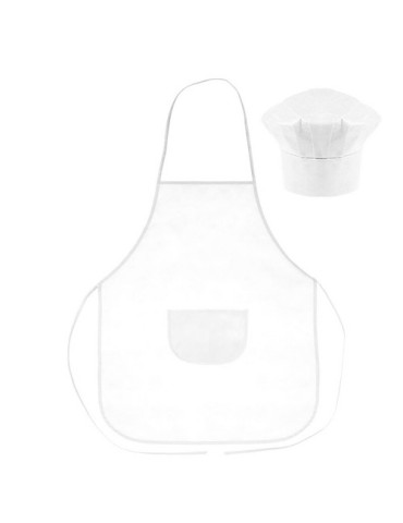 Set de cuisine, tablier de cuisine avec capuchon de cuisine, taille des enfants | Nedina Matières : non tissé Couleurs : blanc