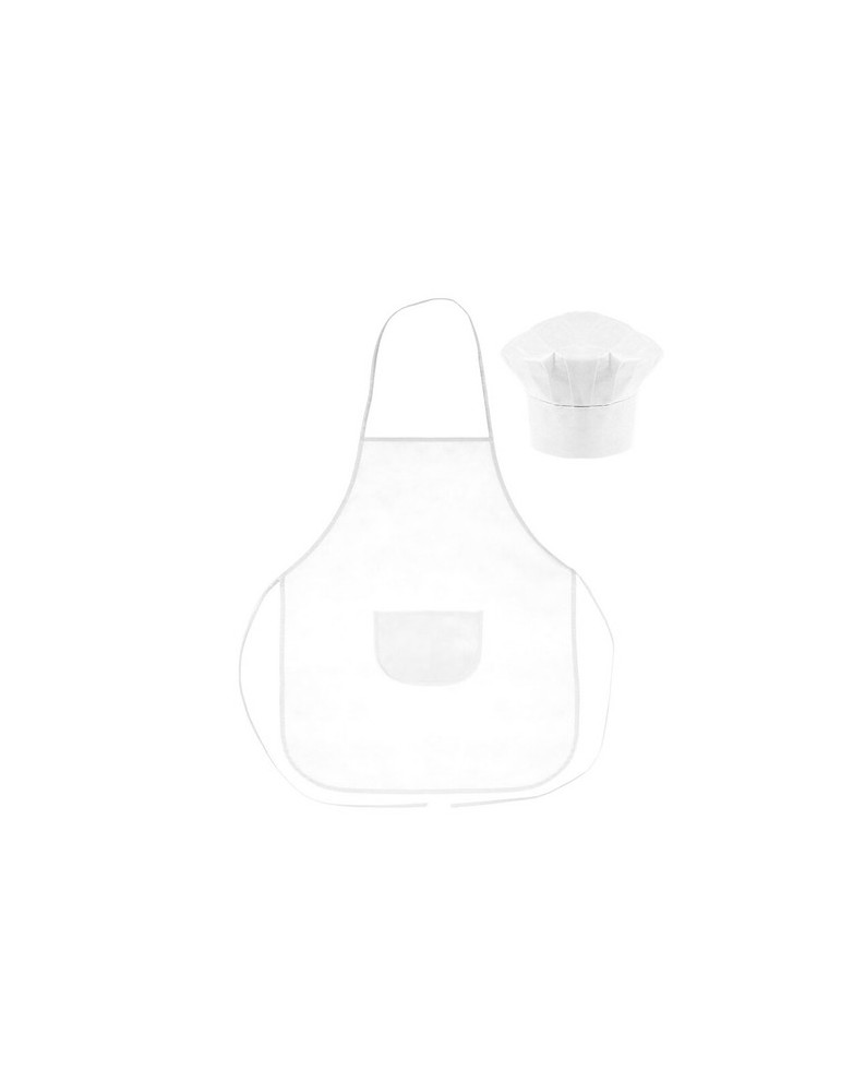 Set de cuisine, tablier de cuisine avec capuchon de cuisine, taille des enfants | Nedina Matières : non tissé Couleurs : blanc